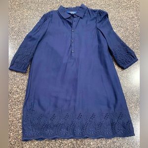Girls size 5 Ralph Lauren dress. Navy blue with eyelet detail on sleeves.